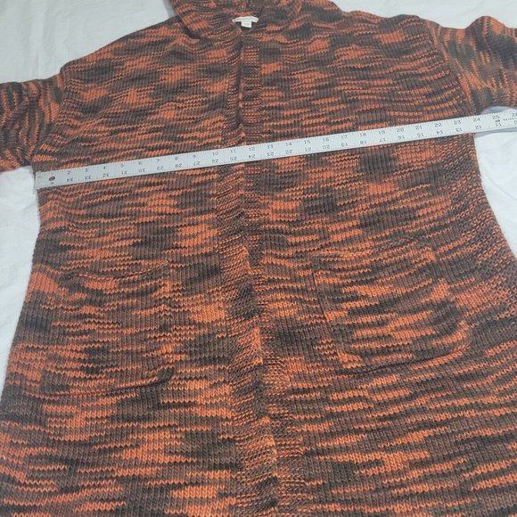 CATO Cardigan Sweater  Hooded Long Women's 14/16W Long Bell Sleeves Orange/Brown - Picture 8 of 10